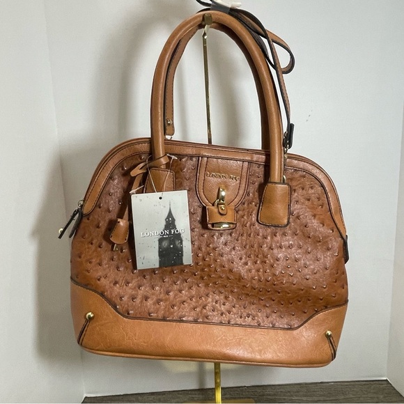 NWT London FogAmber Ostrich Vegan. Satchel Handbag with long strap. MSRP$135.